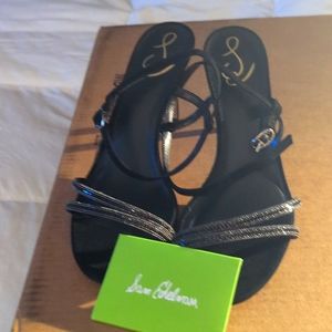 Sam Edelman black strappy sandals with rhinestones